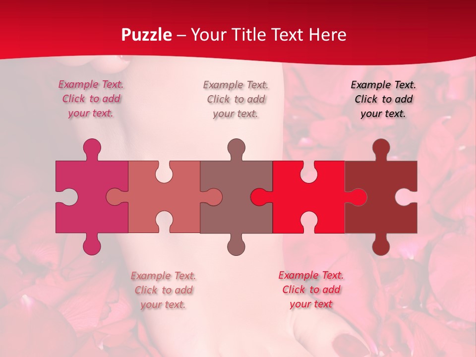 Pair Of Well-Groomed Feet Against From Petals Of Red Roses PowerPoint Template