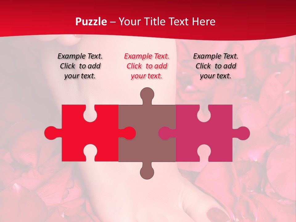 Pair Of Well-Groomed Feet Against From Petals Of Red Roses PowerPoint Template