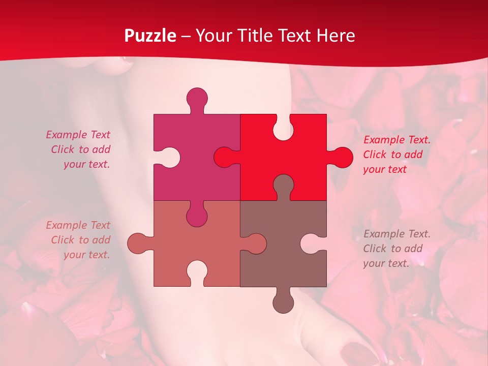 Pair Of Well-Groomed Feet Against From Petals Of Red Roses PowerPoint Template