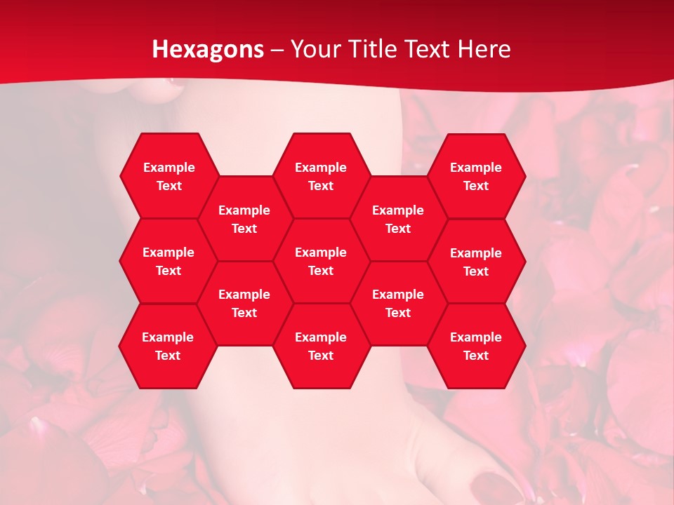 Pair Of Well-Groomed Feet Against From Petals Of Red Roses PowerPoint Template