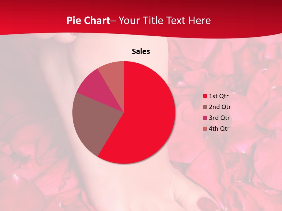 Pair Of Well-Groomed Feet Against From Petals Of Red Roses PowerPoint Template