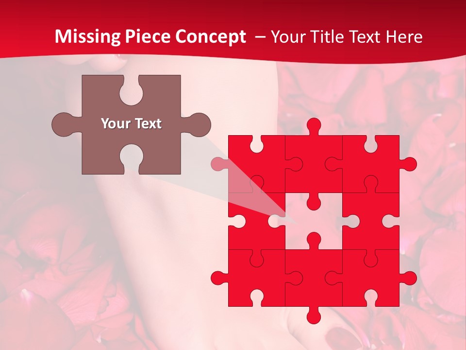 Pair Of Well-Groomed Feet Against From Petals Of Red Roses PowerPoint Template