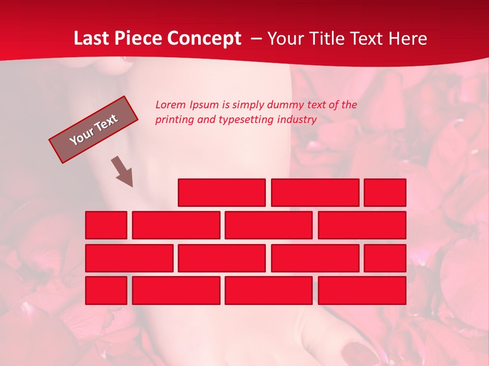 Pair Of Well-Groomed Feet Against From Petals Of Red Roses PowerPoint Template