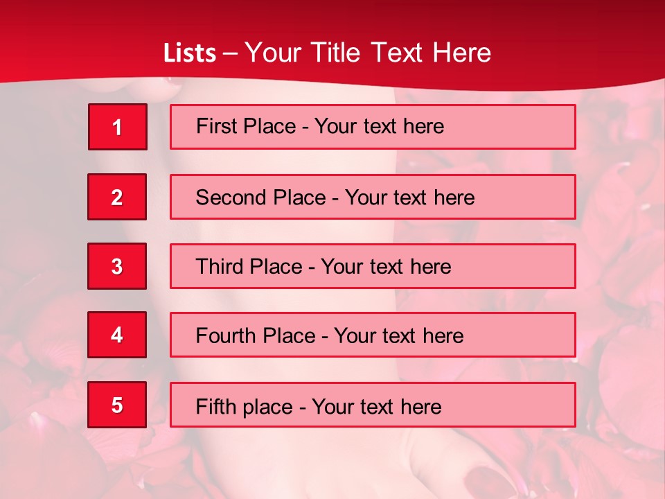 Pair Of Well-Groomed Feet Against From Petals Of Red Roses PowerPoint Template