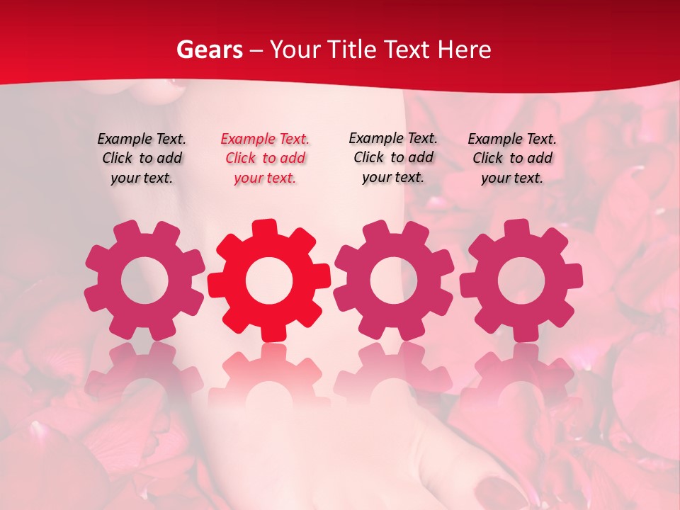 Pair Of Well-Groomed Feet Against From Petals Of Red Roses PowerPoint Template