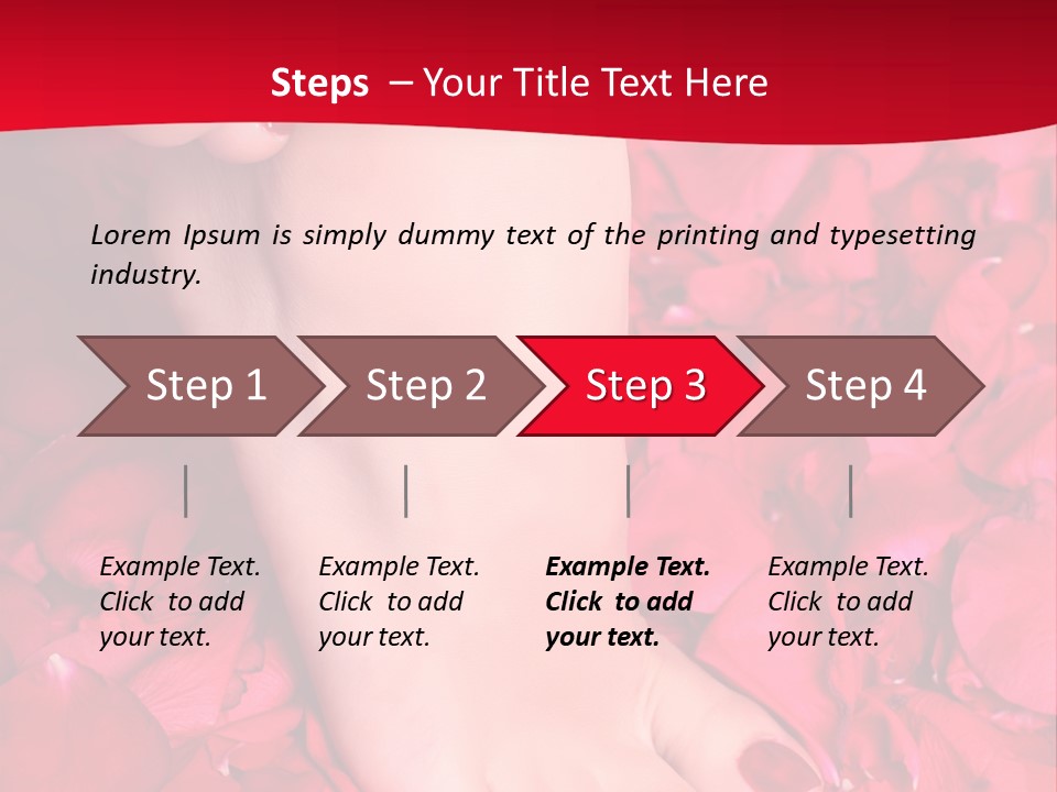 Pair Of Well-Groomed Feet Against From Petals Of Red Roses PowerPoint Template