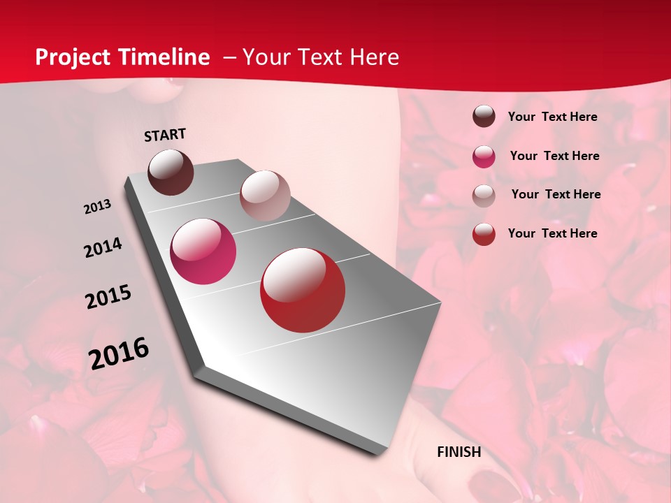 Pair Of Well-Groomed Feet Against From Petals Of Red Roses PowerPoint Template