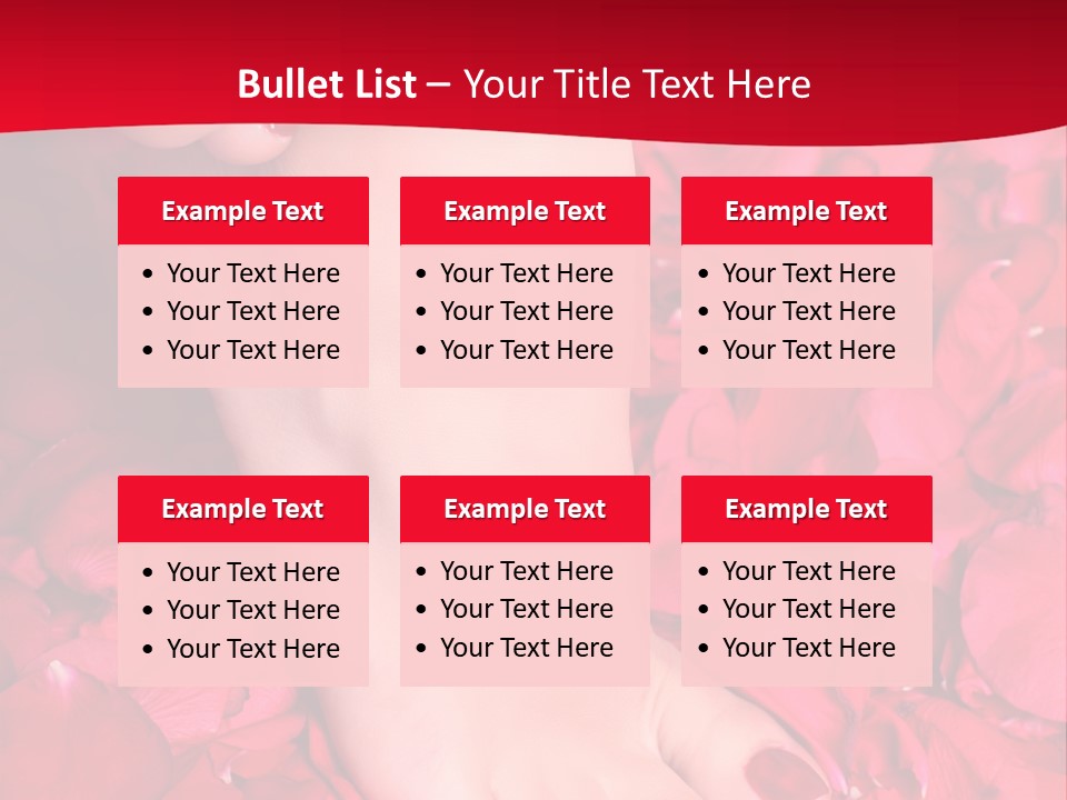 Pair Of Well-Groomed Feet Against From Petals Of Red Roses PowerPoint Template