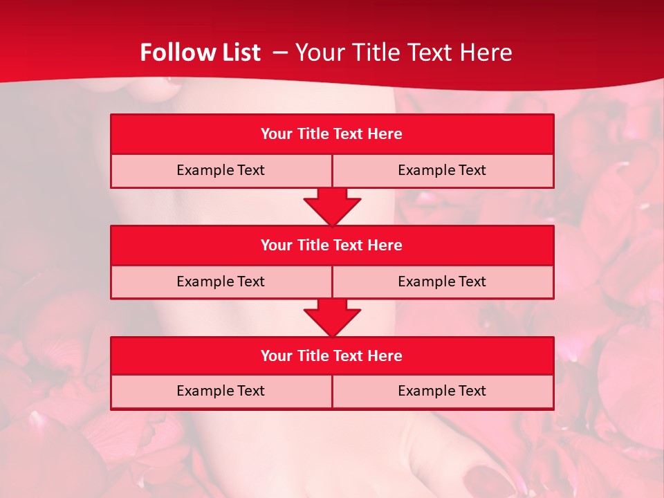 Pair Of Well-Groomed Feet Against From Petals Of Red Roses PowerPoint Template