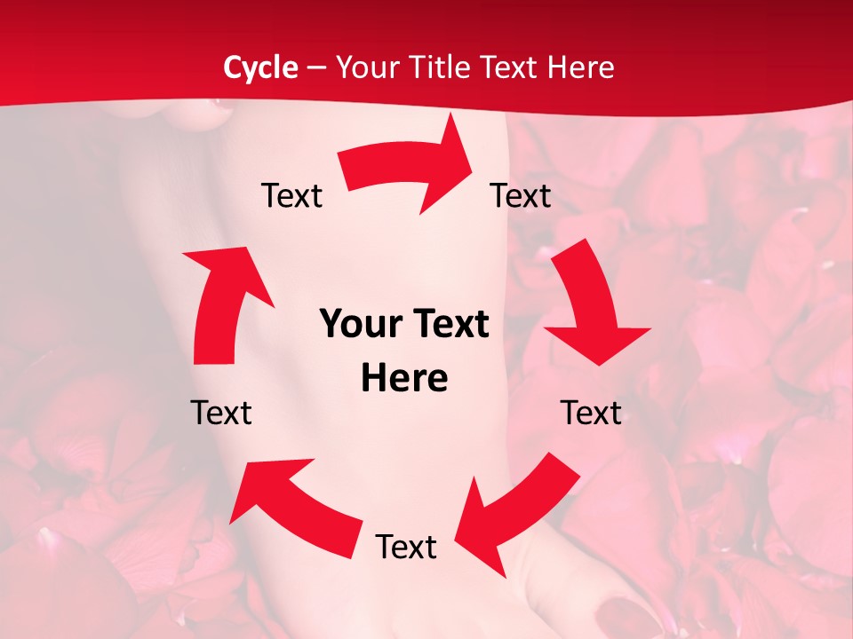 Pair Of Well-Groomed Feet Against From Petals Of Red Roses PowerPoint Template