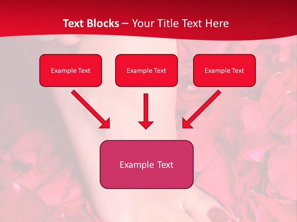 Pair Of Well-Groomed Feet Against From Petals Of Red Roses PowerPoint Template