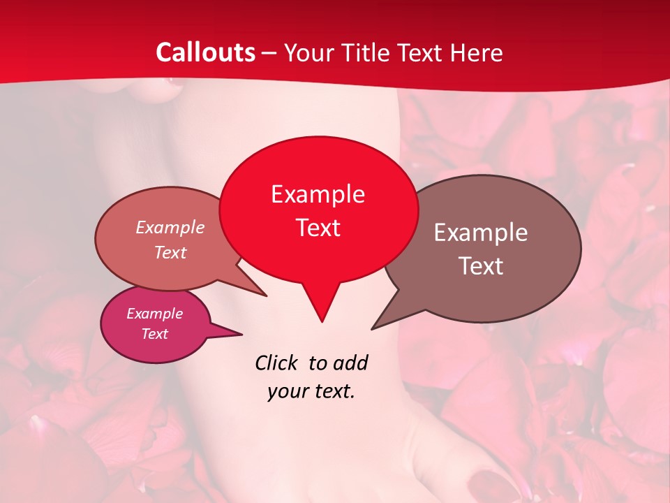 Pair Of Well-Groomed Feet Against From Petals Of Red Roses PowerPoint Template
