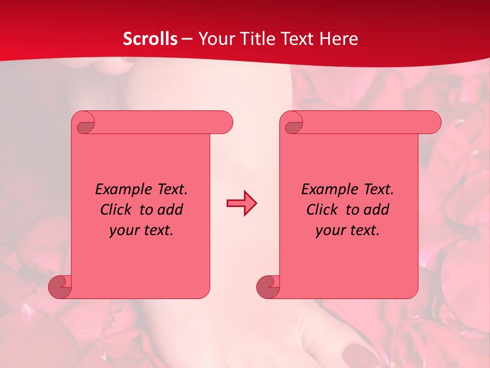 Pair Of Well-Groomed Feet Against From Petals Of Red Roses PowerPoint Template