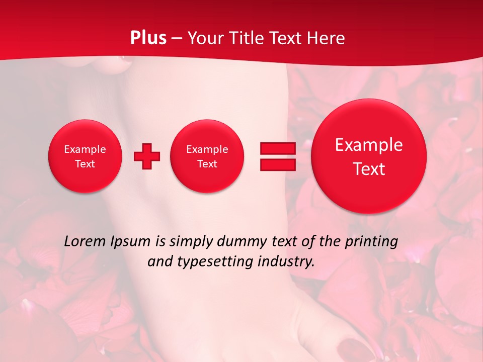 Pair Of Well-Groomed Feet Against From Petals Of Red Roses PowerPoint Template