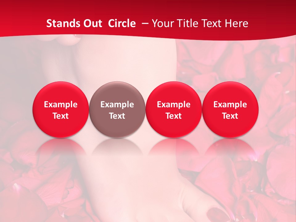 Pair Of Well-Groomed Feet Against From Petals Of Red Roses PowerPoint Template