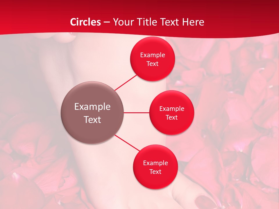 Pair Of Well-Groomed Feet Against From Petals Of Red Roses PowerPoint Template