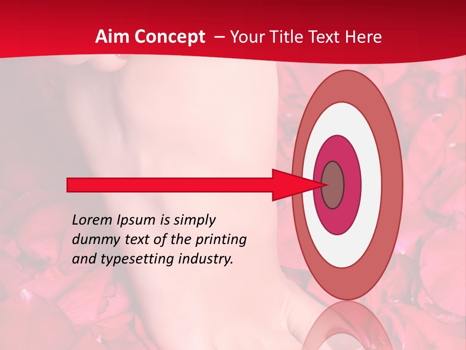 Pair Of Well-Groomed Feet Against From Petals Of Red Roses PowerPoint Template