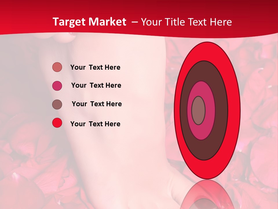 Pair Of Well-Groomed Feet Against From Petals Of Red Roses PowerPoint Template