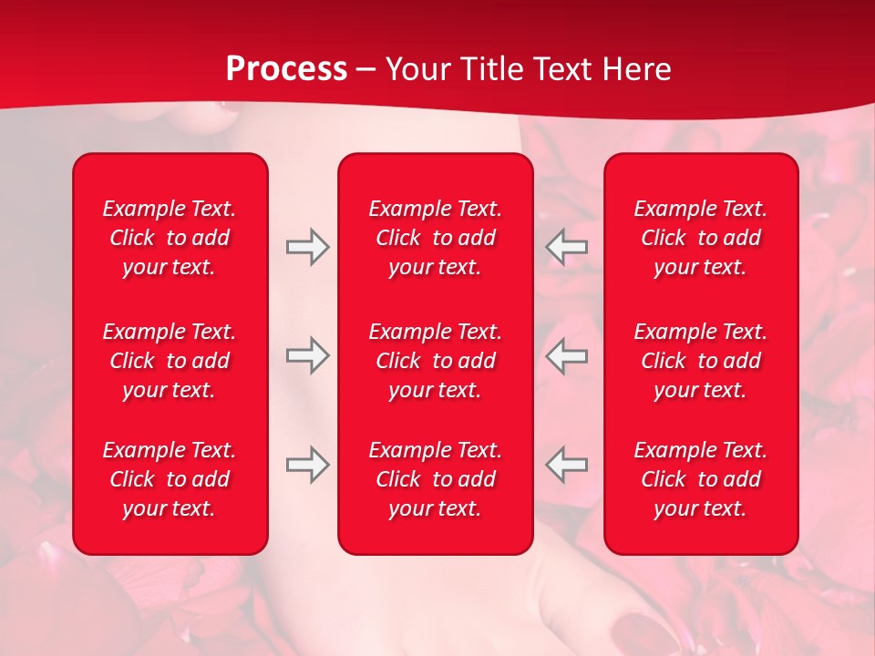 Pair Of Well-Groomed Feet Against From Petals Of Red Roses PowerPoint Template