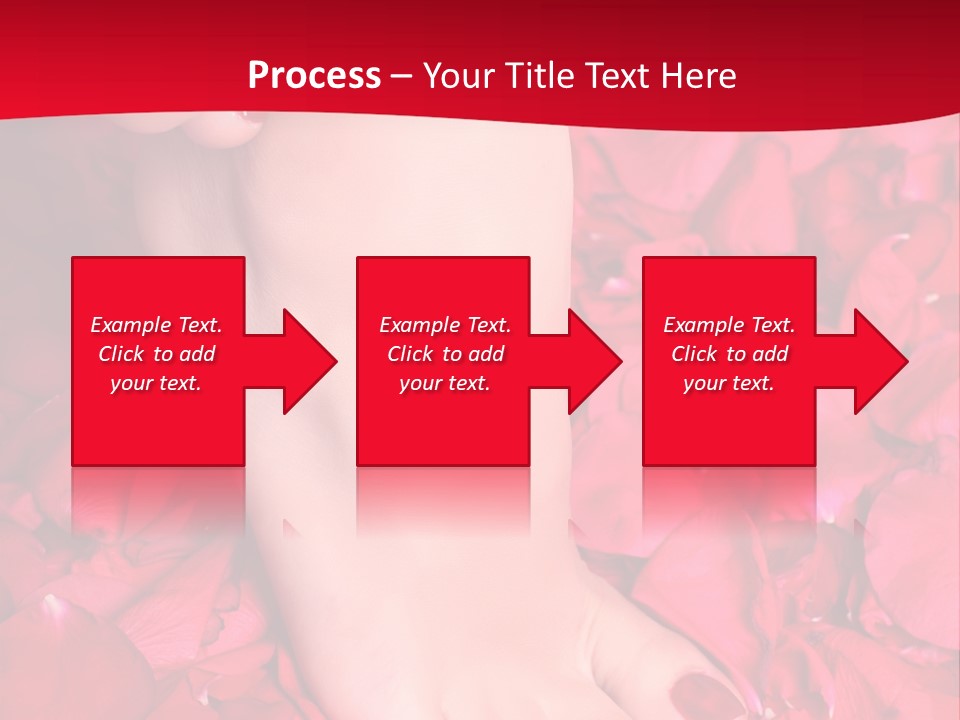 Pair Of Well-Groomed Feet Against From Petals Of Red Roses PowerPoint Template