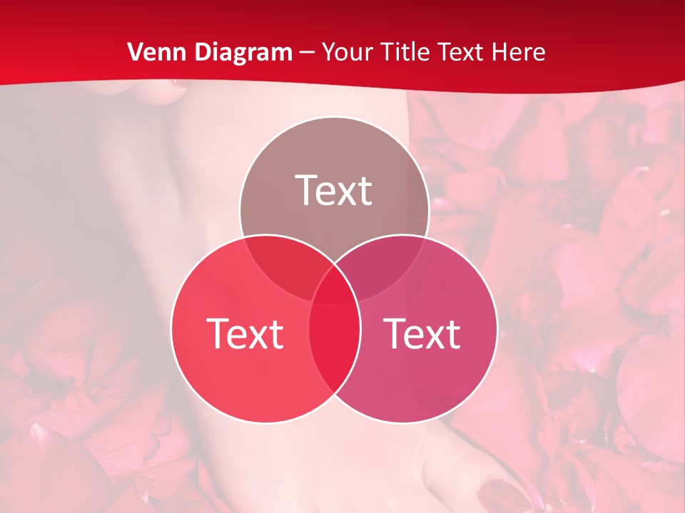 Pair Of Well-Groomed Feet Against From Petals Of Red Roses PowerPoint Template