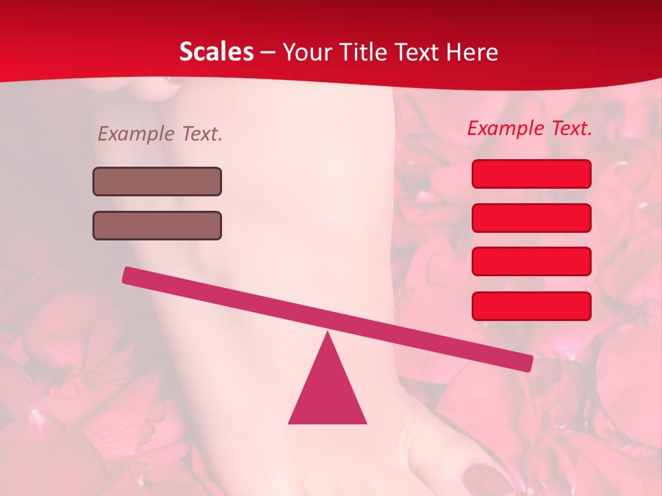 Pair Of Well-Groomed Feet Against From Petals Of Red Roses PowerPoint Template