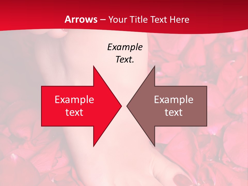 Pair Of Well-Groomed Feet Against From Petals Of Red Roses PowerPoint Template