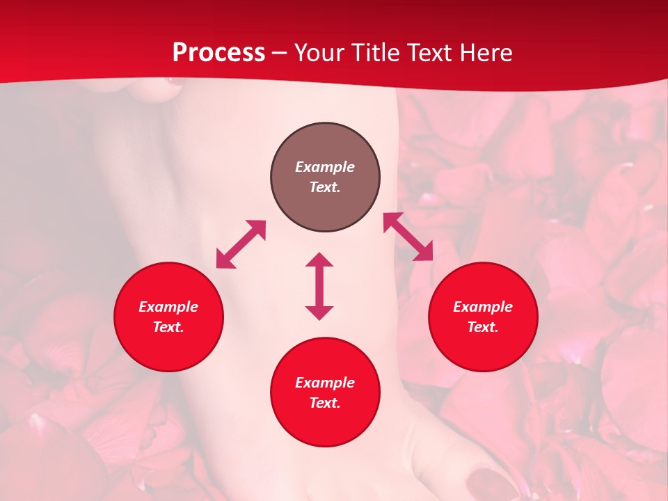 Pair Of Well-Groomed Feet Against From Petals Of Red Roses PowerPoint Template