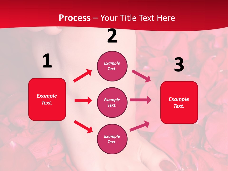 Pair Of Well-Groomed Feet Against From Petals Of Red Roses PowerPoint Template