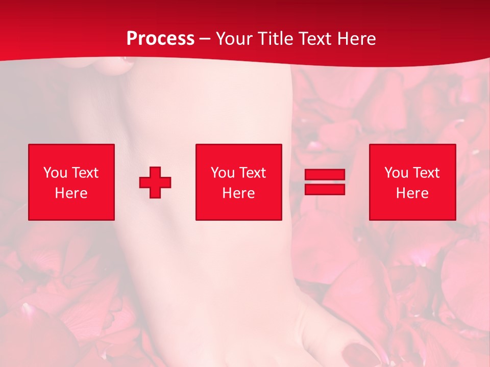 Pair Of Well-Groomed Feet Against From Petals Of Red Roses PowerPoint Template