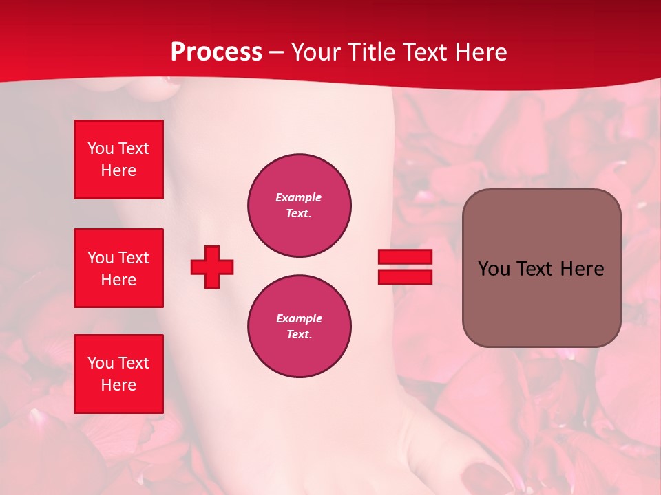 Pair Of Well-Groomed Feet Against From Petals Of Red Roses PowerPoint Template