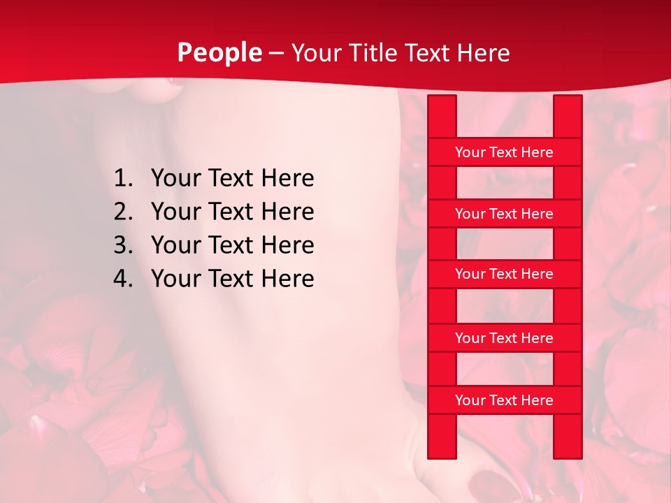 Pair Of Well-Groomed Feet Against From Petals Of Red Roses PowerPoint Template