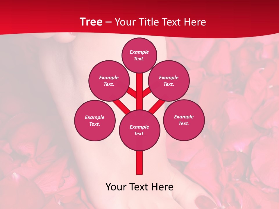 Pair Of Well-Groomed Feet Against From Petals Of Red Roses PowerPoint Template