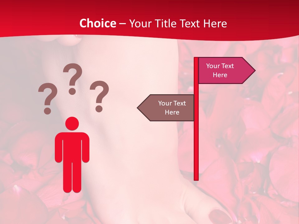Pair Of Well-Groomed Feet Against From Petals Of Red Roses PowerPoint Template
