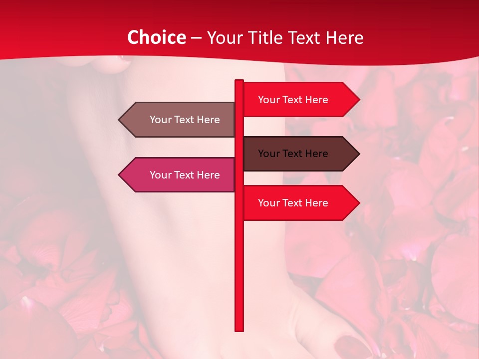 Pair Of Well-Groomed Feet Against From Petals Of Red Roses PowerPoint Template