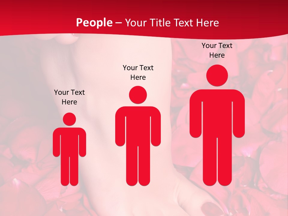 Pair Of Well-Groomed Feet Against From Petals Of Red Roses PowerPoint Template