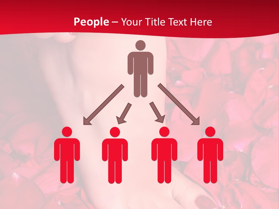 Pair Of Well-Groomed Feet Against From Petals Of Red Roses PowerPoint Template