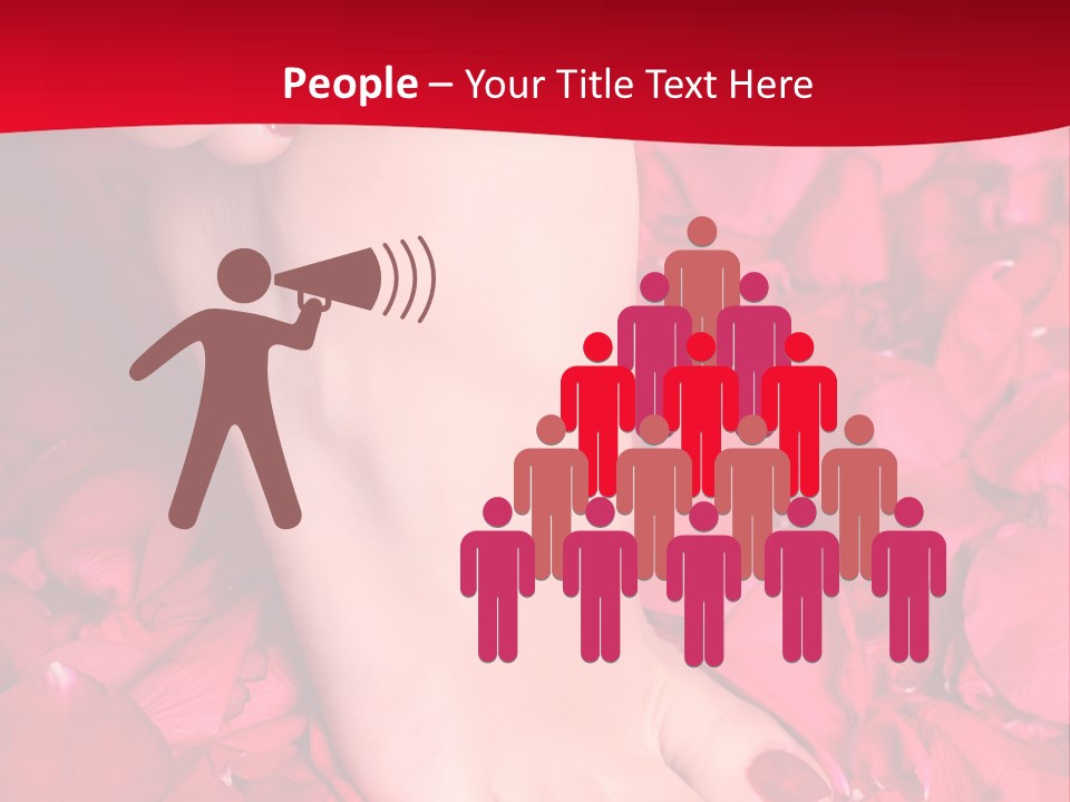 Pair Of Well-Groomed Feet Against From Petals Of Red Roses PowerPoint Template