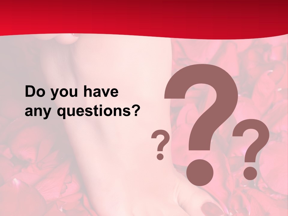 Pair Of Well-Groomed Feet Against From Petals Of Red Roses PowerPoint Template