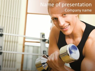 Man Having A Workout With Dumbbell In The Gym PowerPoint Template