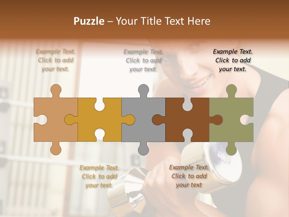 Man Having A Workout With Dumbbell In The Gym PowerPoint Template