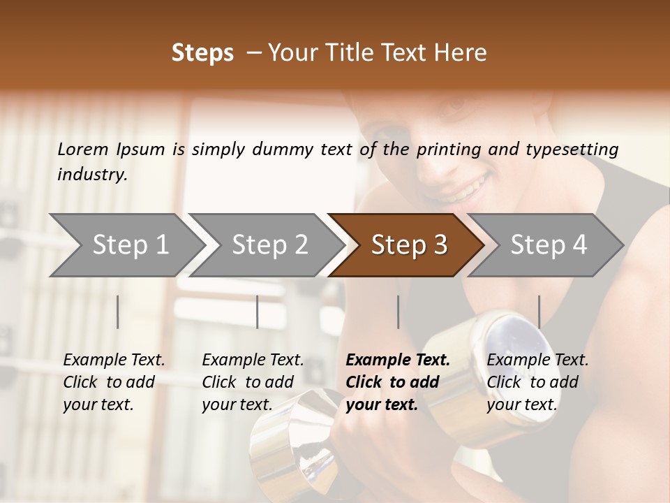 Man Having A Workout With Dumbbell In The Gym PowerPoint Template