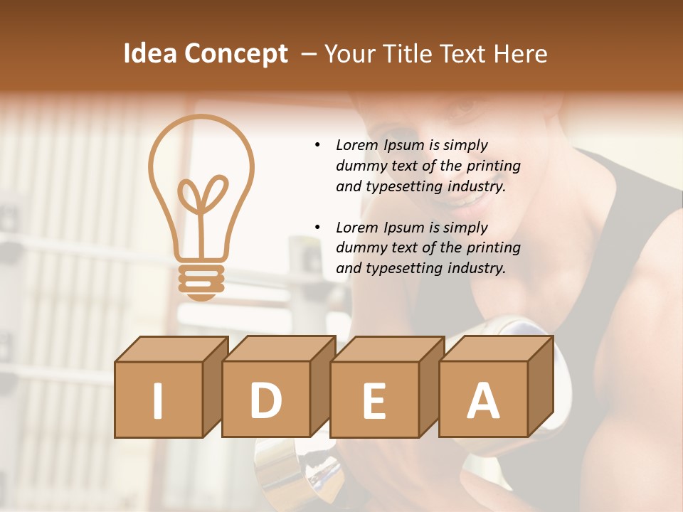 Man Having A Workout With Dumbbell In The Gym PowerPoint Template