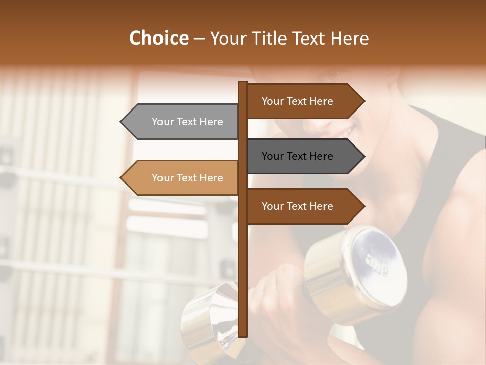Man Having A Workout With Dumbbell In The Gym PowerPoint Template