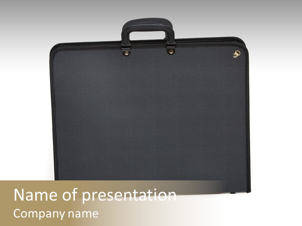 Picture Of Black Portfolio Case On White Background PowerPoint Template