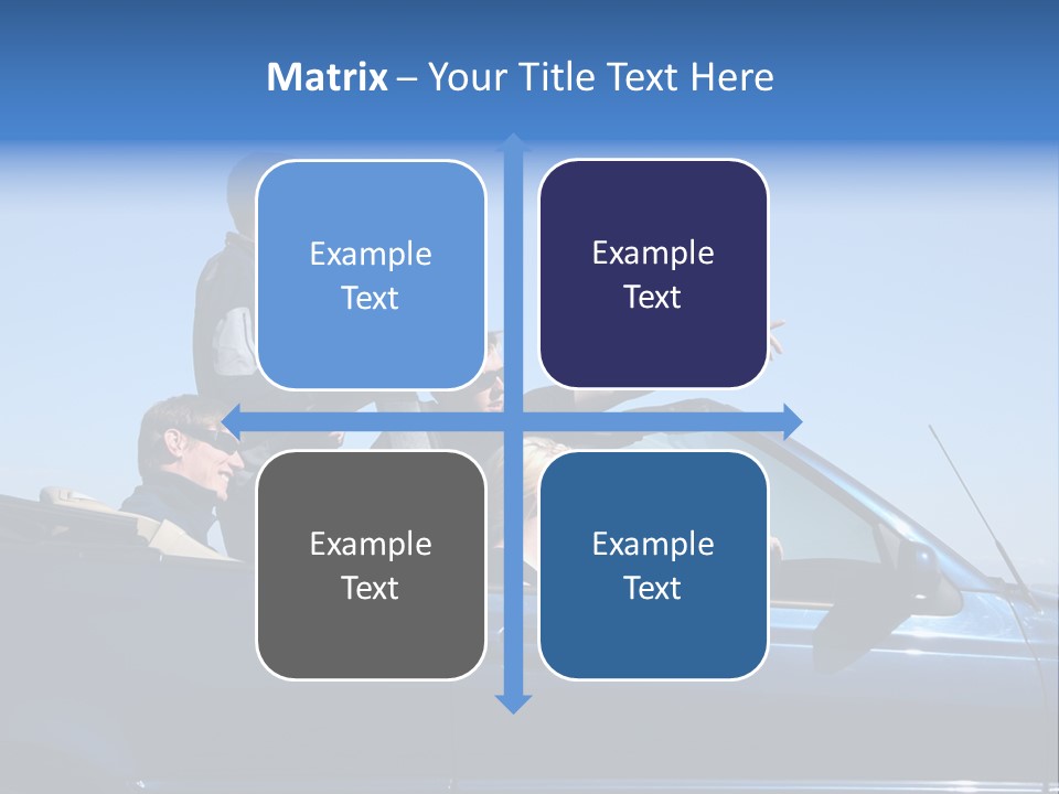 Group Of Young People In Convertible Car PowerPoint Template