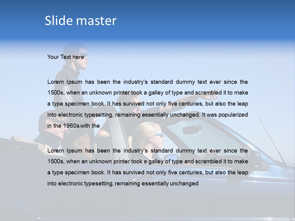 Group Of Young People In Convertible Car PowerPoint Template