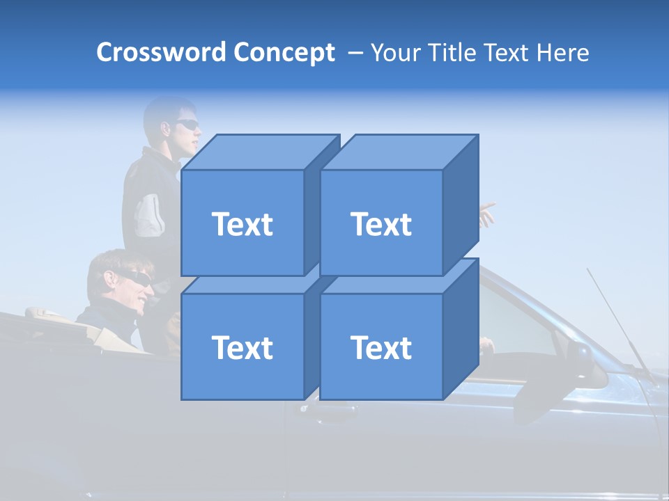Group Of Young People In Convertible Car PowerPoint Template