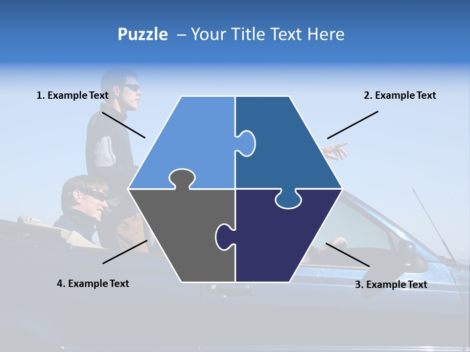 Group Of Young People In Convertible Car PowerPoint Template