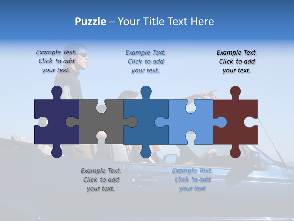 Group Of Young People In Convertible Car PowerPoint Template